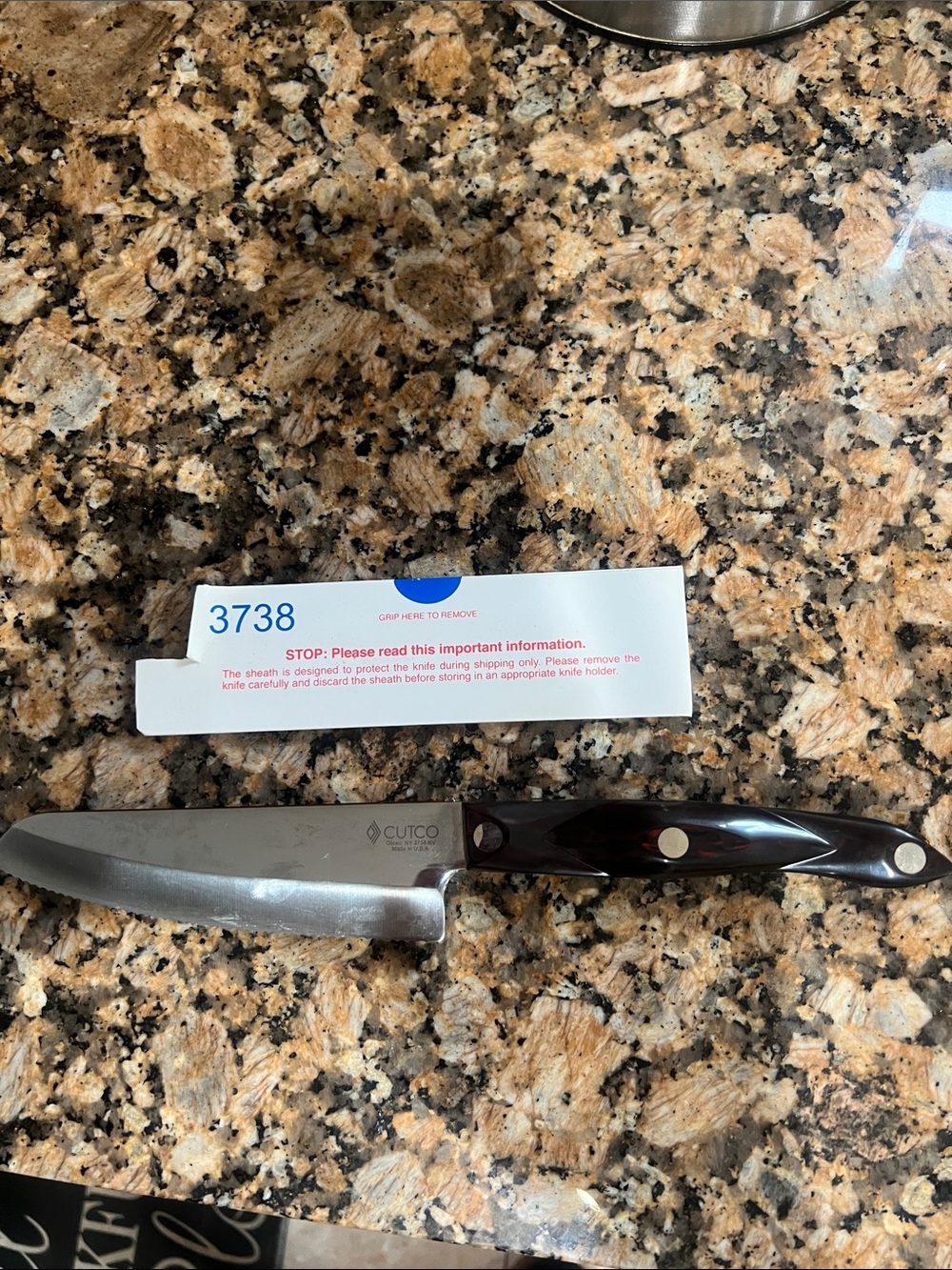 Cutco Black Handle Serrated Kitchen Knife with Black Sheath case # 3738